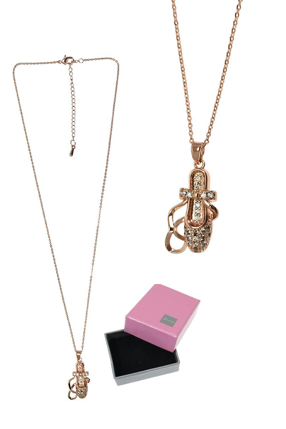 Girardi Ballet Shoe Rose Metal Necklace
