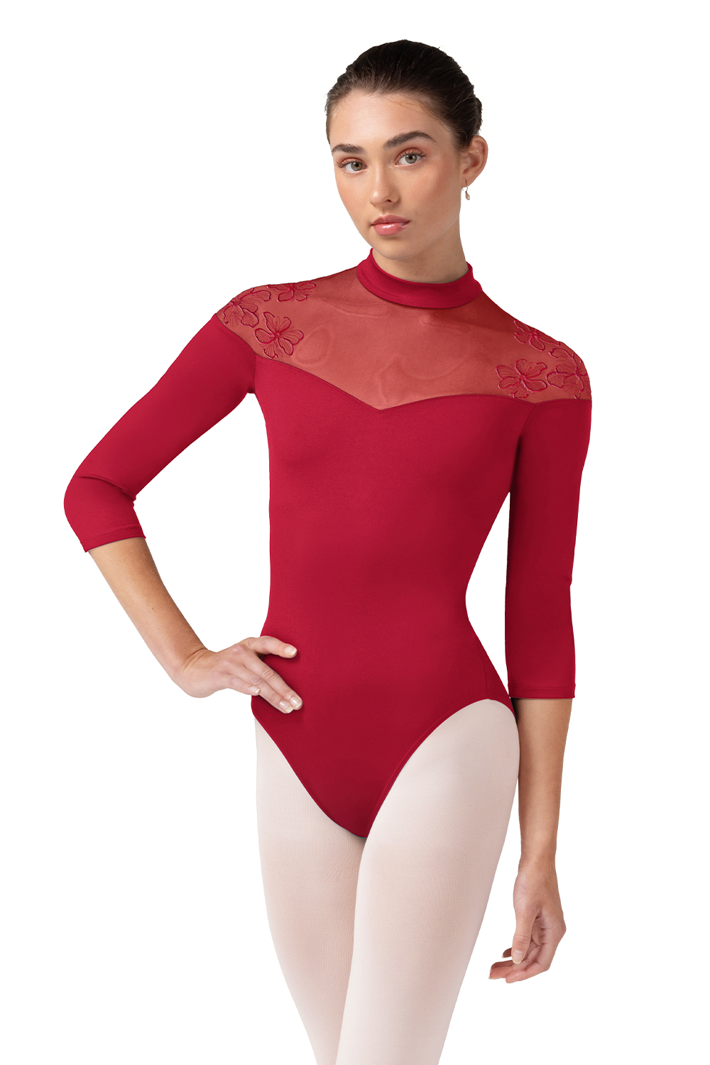 Bloch Calista Quarter Sleeve High Neck Leotard