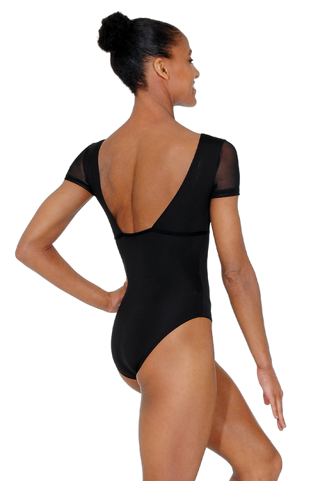 Dansez-vous Ophelia Mesh Cap Sleeve Leotard Black